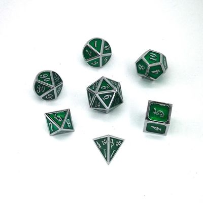 Buy Silver Plating With Dark Green Color Tabletop Games Or DnD Metal Dice Set online manufacture