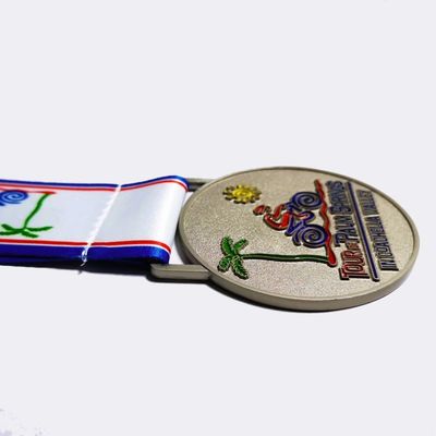 Custom Metal Sports Medal Matte Nickel Finish For Cyling Events With Sponsor Name