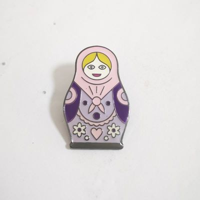 Nesting Doll Custom Enamel Pins Epoxy Coated With Laser Engraving Texts