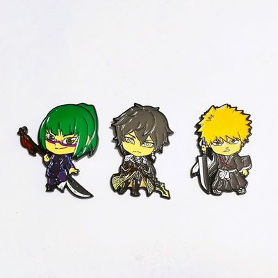 Stamped Iron Comic Soft Enamel Lapel Pins Ninja Design With Dyed Black Finish