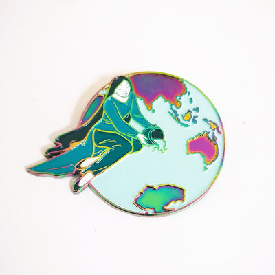 Earth Protection Custom Soft Enamel Pins 59x45mm Rainbow Plated With Two Posts