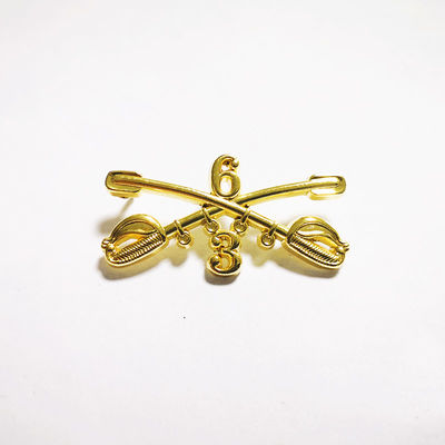 1.5 Inch Custom Metal Pin Gold Plated Zinc Alloy Crossed Sabers 3D Die Cast