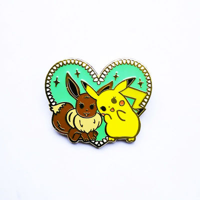Cute Rabbits Heart Shape Custom Hard Enamel Pins 1.5 Inch With Rubber Clutches