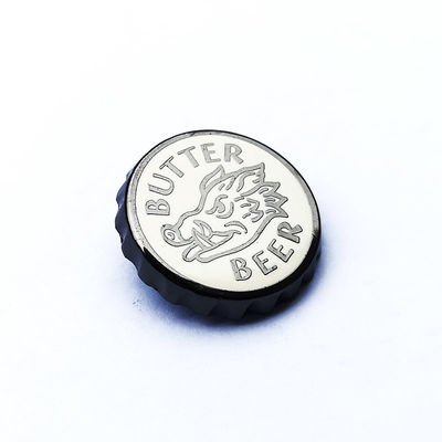 Personalized Zinc Alloy Bottle Cap Hard Enamel Lapel Pins with Black Rubber Clutches
