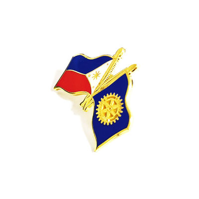 Metal Hard Enamel Philippine Flag Lapel Pin With Gold Finishing And Butterfly Clutches