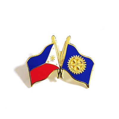 Die Casted Zinc Alloy Custom Flag Lapel Pins With Double Posts And Butterfly Clutches