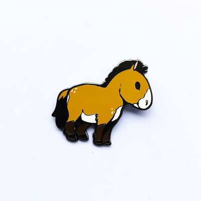 Cute Little Horse Metal Hard Enamel Pin With Black Rubber Clutches
