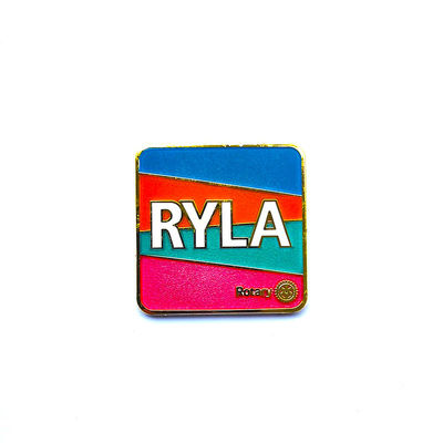 Square Brass Custom Hard Enamel Pins Stamped Rotary Lapel Pins With Butterfly Clutch
