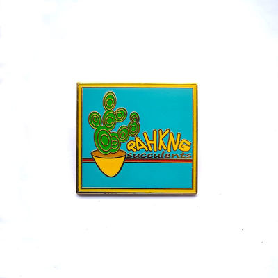 Square Succulents Related Custom Enamel Pins Gold Plated With Butterfly Clutches