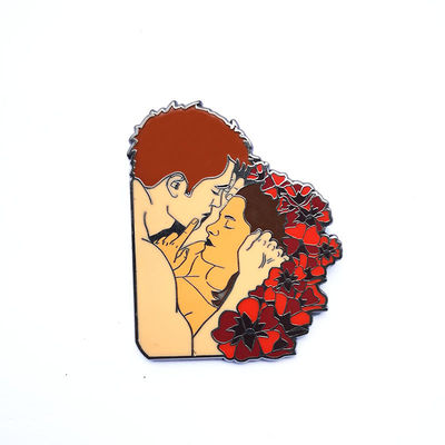 Embossed Love Theme Custom Hard Enamel Pins Zinc Alloy With Rubber Clutches