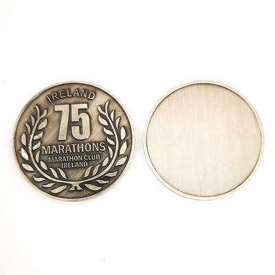 Antique Silver Finish Marathon Metal Souvenir Coins With Blank Back