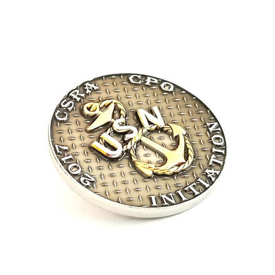 USN Zinc Alloy Round Collectible Coins Metal Silver Coins With Two Tone Plating