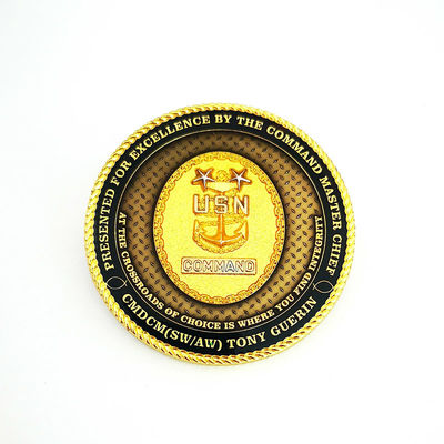 Round USN Command Metal Collectible Coins 5mm With Gold Finish