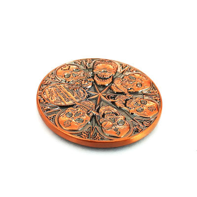 Round Zinc Alloy Metal Coins 1.75 Inch Antique Copper Finish 7 Deadly Sins Design