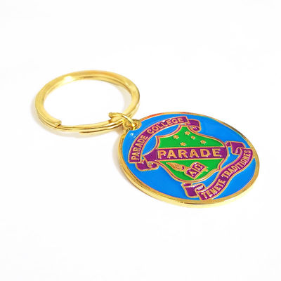 Iron Souvenir College Metal Key Chains With 30mm Flat Split Ring