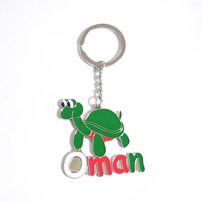 Custom Souvenir Metal Key Chains Iron Soft Enamel Keyrings With Omani Turtle Design