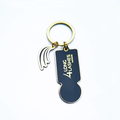 Stamped Iron Metal Key Chains Epoxy Coated Soft Enamel Keychain Long 4 Lashes Design