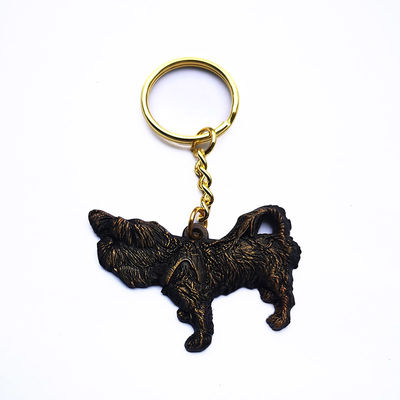 Zinc Alloy Die Casted Metal Animal Keychain Antique Gold Plating With 25mm Split Ring