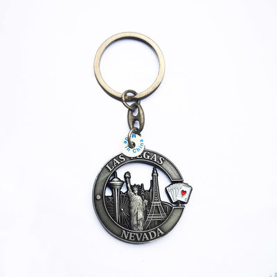 3D Antique Silver Metal Key Chains Zinc Alloy Las Vagas Souvenir Keyring