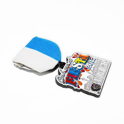 Glitter Color Zinc Alloy Badges And Medals With Black Nickel Finish 2mm Thick