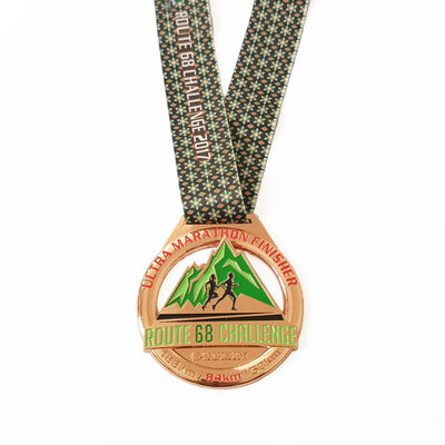 Route 68 Challenge Copper Finish Metal Running Medal For Marathon Events