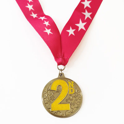 Dia 50mm Metal Sports Medal Round Custom Gymnastics Medals Glitter Color Epoxy Coating