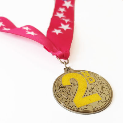 Glitter Epoxy Coated Gym Metal Sports Medal With Laser Engravable Back