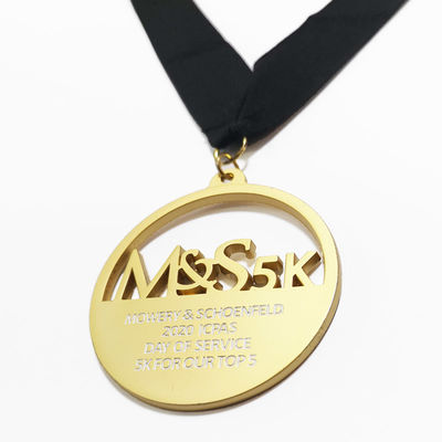 Die Cast Zinc Alloy 5K Running Metal Sports Medal Round Shape With Hollow Out Detail
