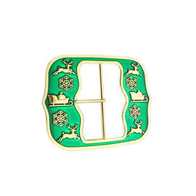 Translucent Enamel Color Santa Claus Christmas Belt Buckle Gold Zinc Alloy Die Cast