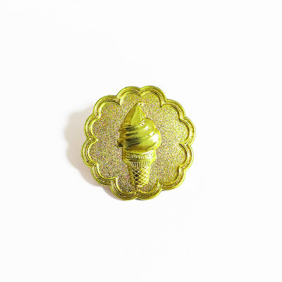 Zinc Alloy Gold Plating Custom Metal Pin 1 Inch Die Struck Ice Cream Lapel Pin