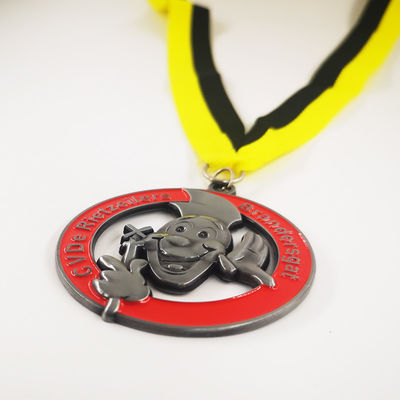 Black Nickel Plating Collectible Medal 3D Carnival Celebration Medal With Ribbon