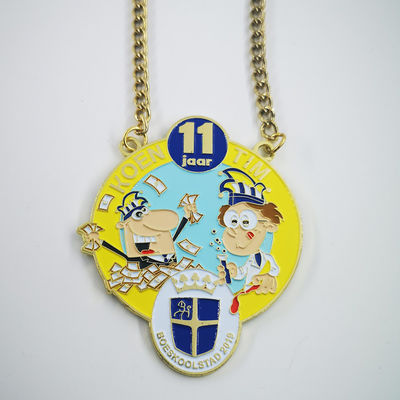 Boeskoolstad Carnival Medal Gold Plated Chain Attached Soft Enamel Colors