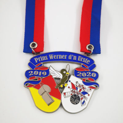 Zinc Alloy Silver Plated Carnival Medal Soft Enamel Colors 2.0mm Thickness