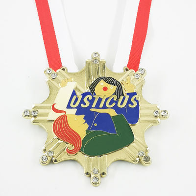 3D Carnival Commemorative Medal Diecasted Gold Soft Enamel Colors With Epoxy