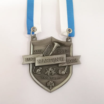 3D Diecast Musical Carnival Medal With Ribbon Zinc Alloy Antique Silver Plating
