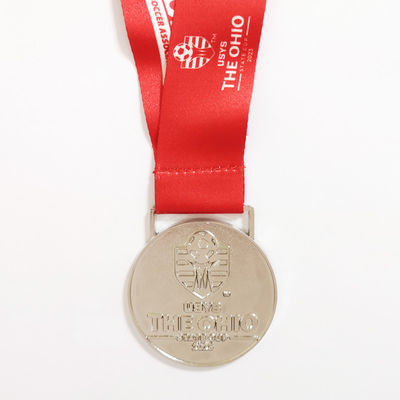 Silver Plating Metal Sports Medal Zinc Alloy Soccer State Cup Finalist Medal